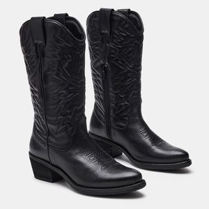 HAYWARD BLACK LEATHER COWBOY BOOTS